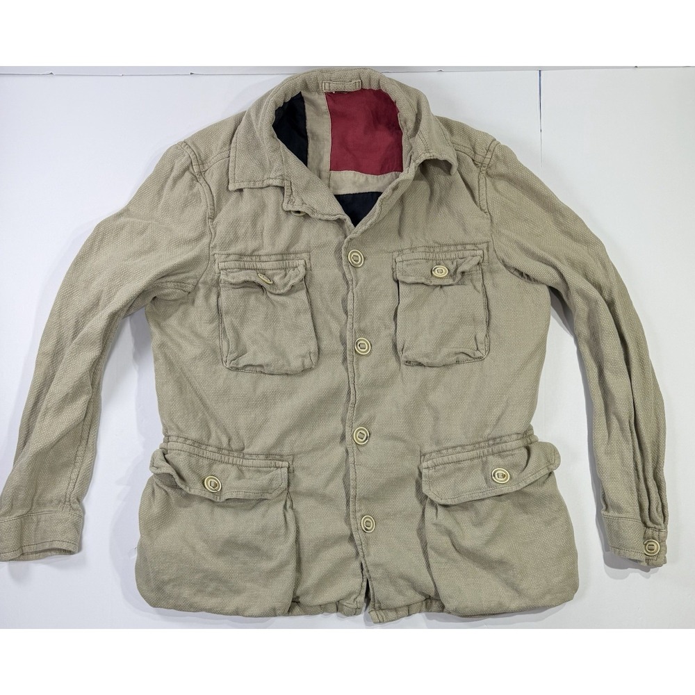 Napapijri Field Jacket Mens‎ Medium Khaki Canvas Multi Pocket Utility